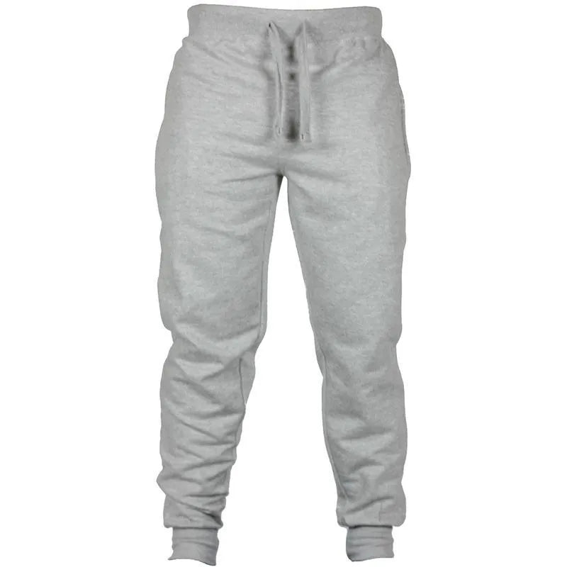 Men's black fleece drawstring casual pants with loose fit and elasticated waistband