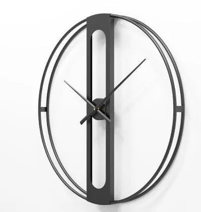 50cm round metal wall clock in black or gold finish with clear hour markers
