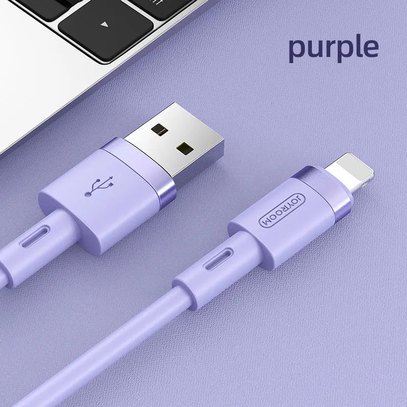 A 1.2-metre long USB Type-C charging cable shown in one of five colour options: Black, Purple, Red, White, or Yellow.