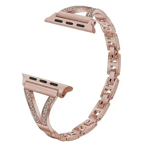 Stainless steel Apple Watch strap with diamond detailing in various colour options