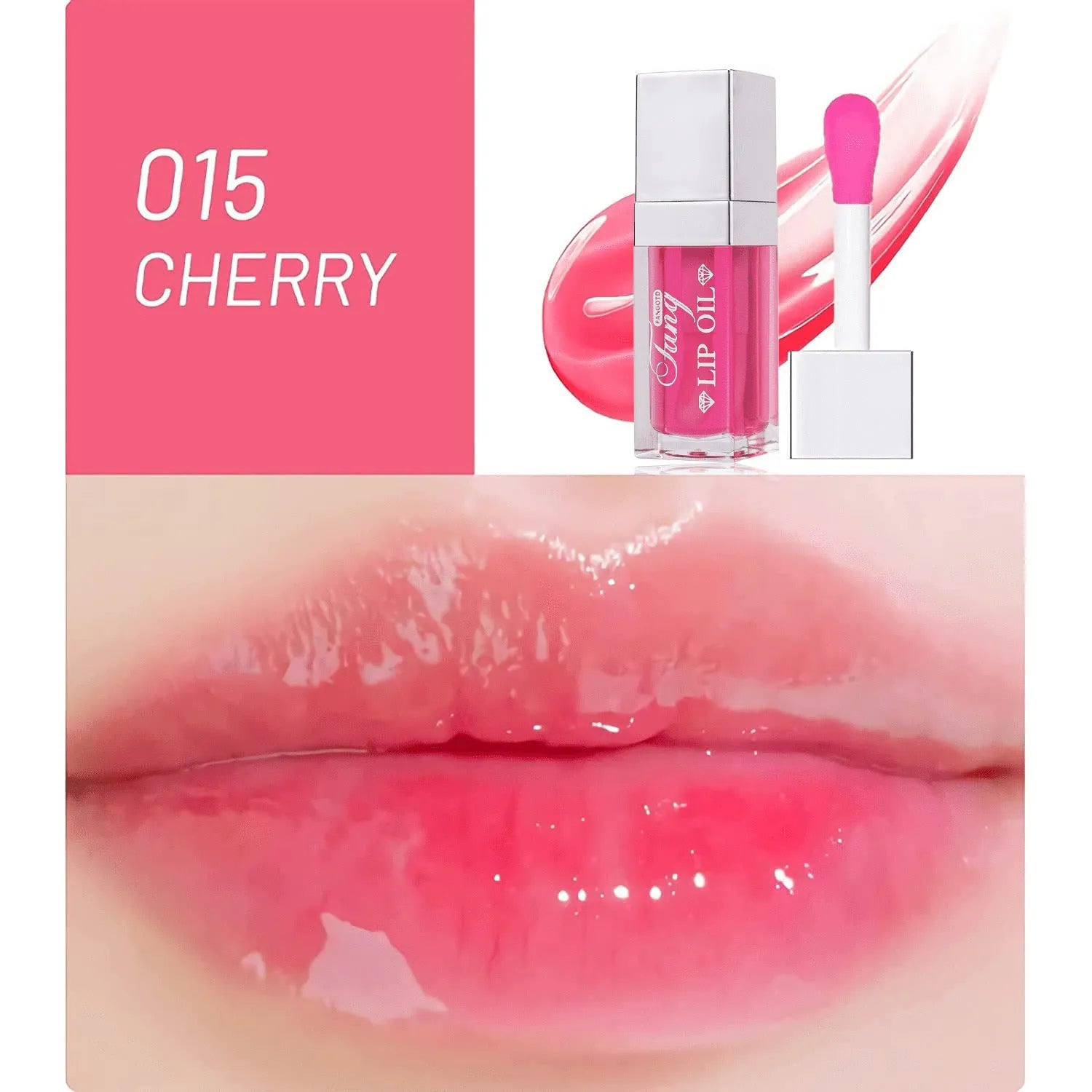 Five tubes of bright lip gloss mint lipstick in shades 001, 006, 007, 012, and 015.