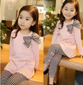 A pink cotton girls clothing co-ordinated set available in sizes 110cm, 120cm, 130cm, and 140cm.