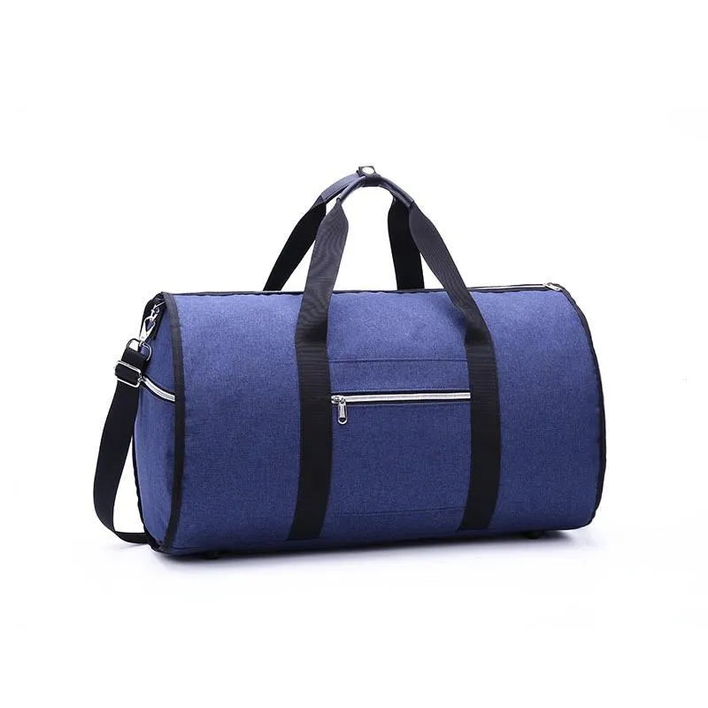 Medium cylinder travel bag in black with Oxford cloth water-resistant material and zipper opening