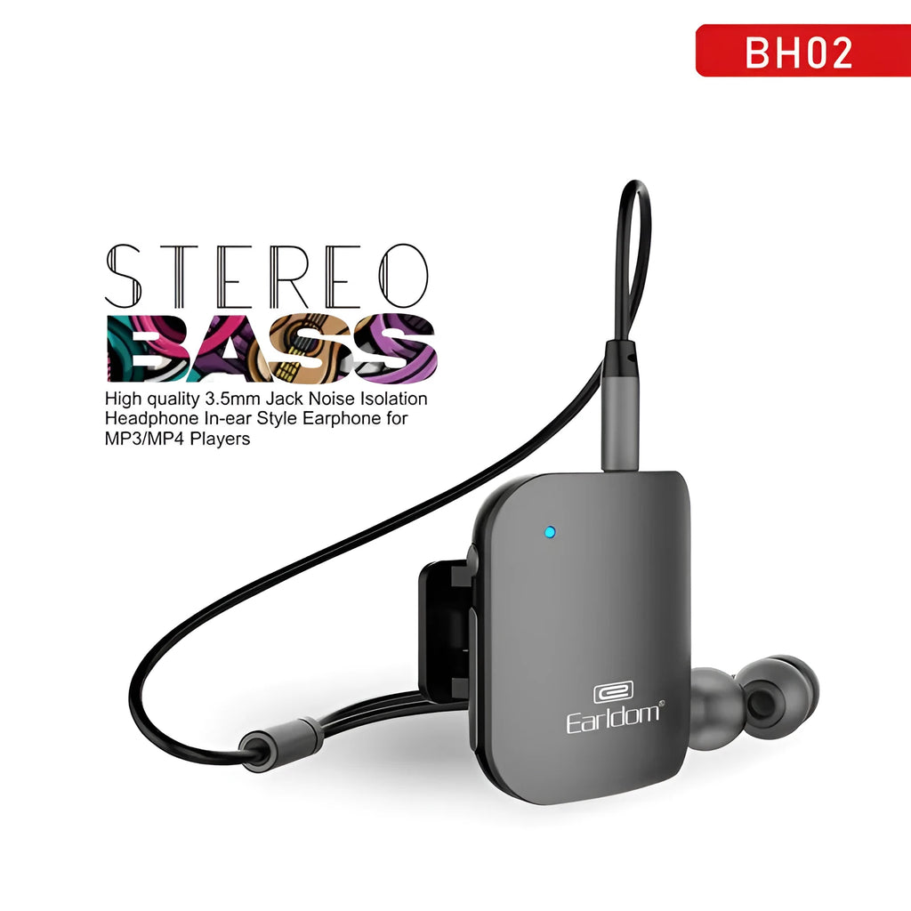 Bluetooth lavalier headphones in black, grey, and red colours with neckband design