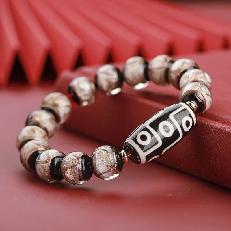 Chinese style five-colour bracelet with snake lucky beads and coloured glaze in traditional design