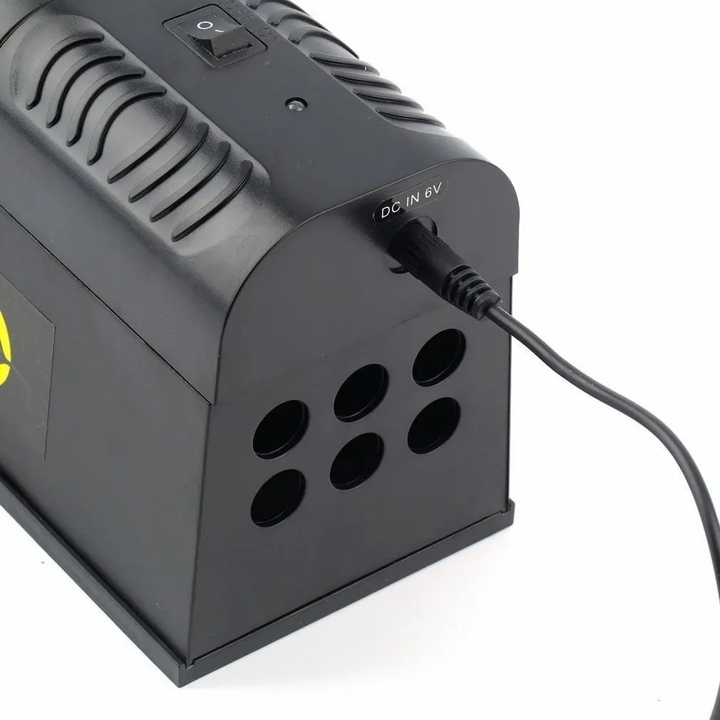 Black high voltage rodent killer device with electrical plug options for pest control