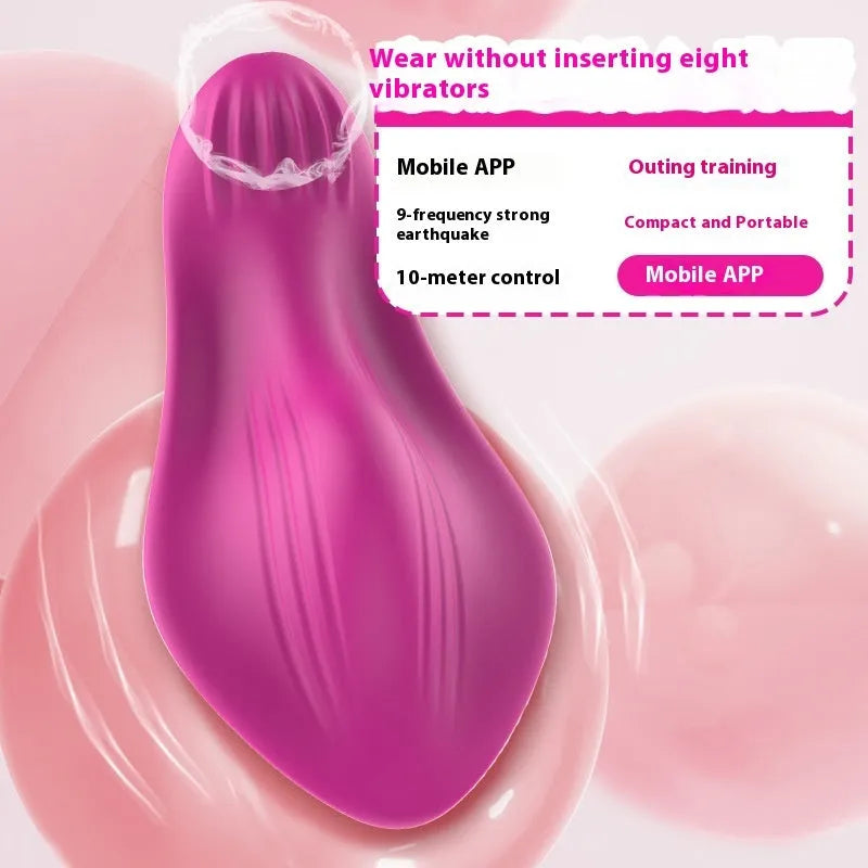 Rose red silicone wearable female massager with butterfly shape and USB charging port