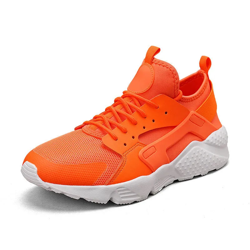 Men's mesh casual shoes in fluorescent colour with cross strap and lace-up closure