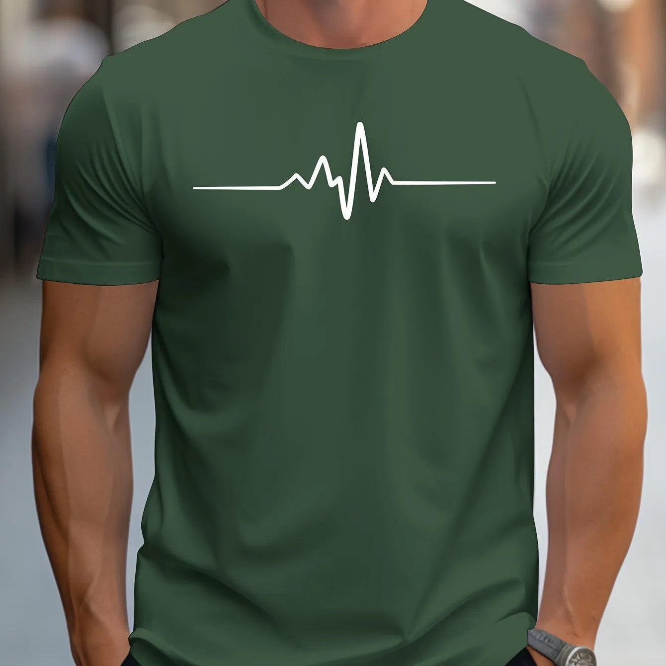 Men's 3D sports pattern t-shirt with loose fit design and short sleeves