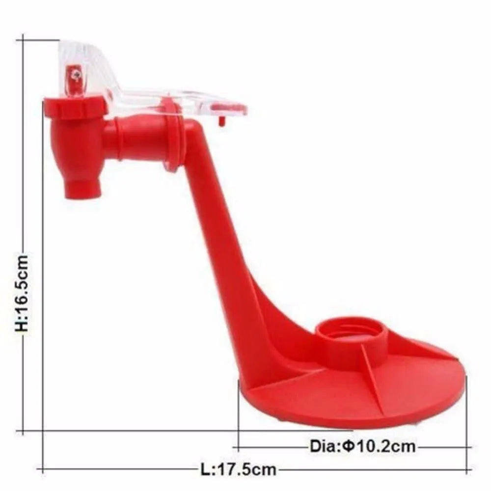 Red plastic Magic Tap soda dispenser accessory for 2-litre bottles