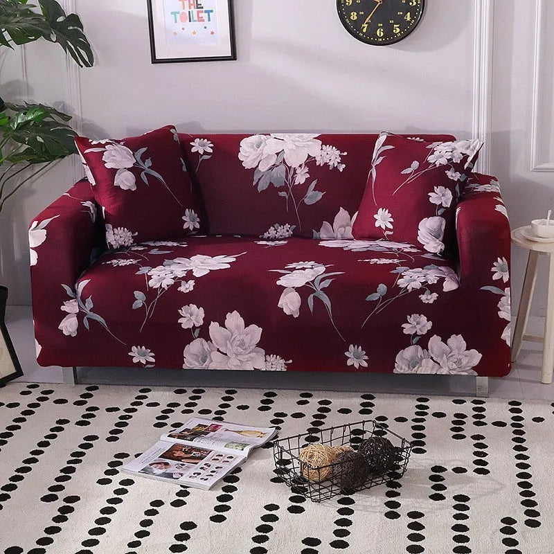 Elastic all-inclusive polyester sofa cover with striped pattern in multiple colours