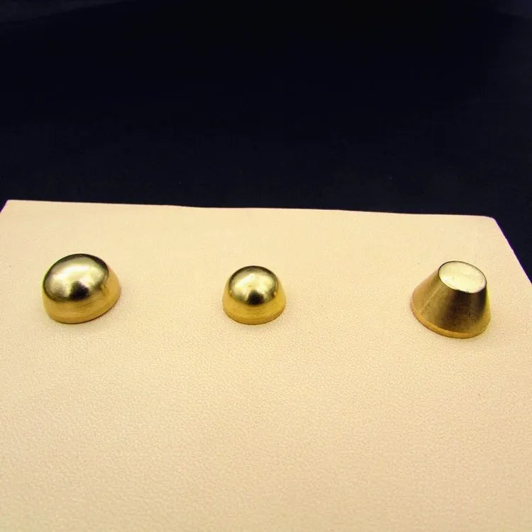 Brass decorative foot nails in 10x6mm and 12x7mm sizes for leathercraft