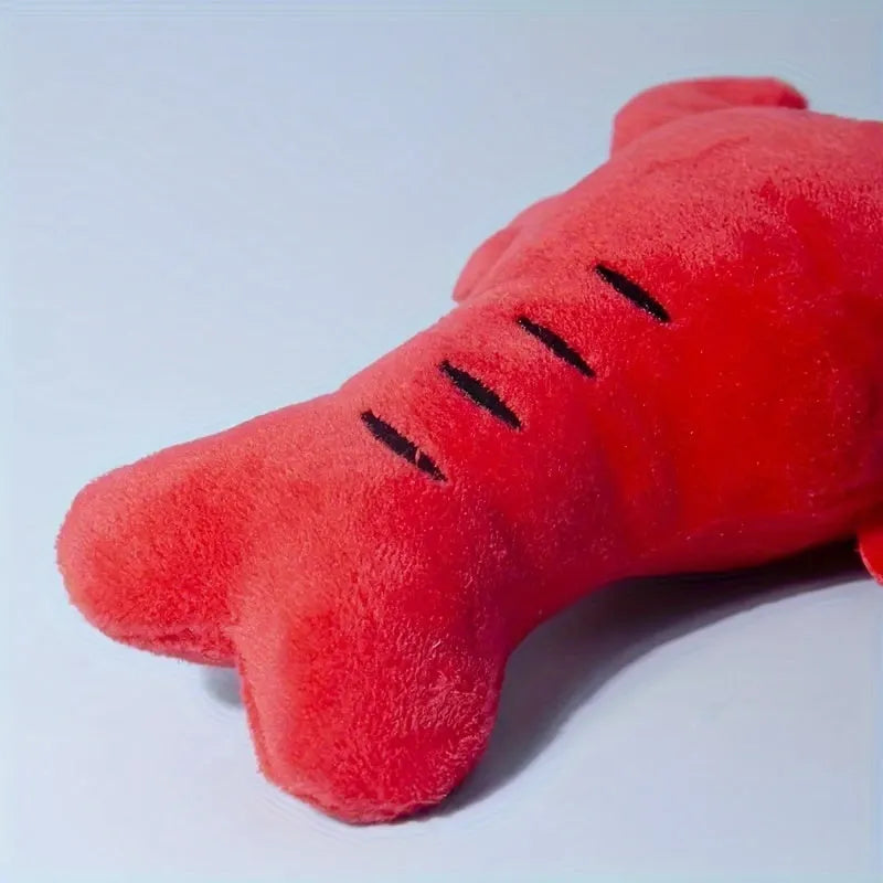 Red soft plush lobster dog toy with squeaker for small and medium breeds