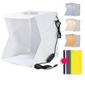 40cm folding studio soft light box with LED ring light and six coloured background cloths for product photography