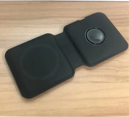 White foldable dual magnetic wireless charging dock showing 180° folding mechanism and Type-C port