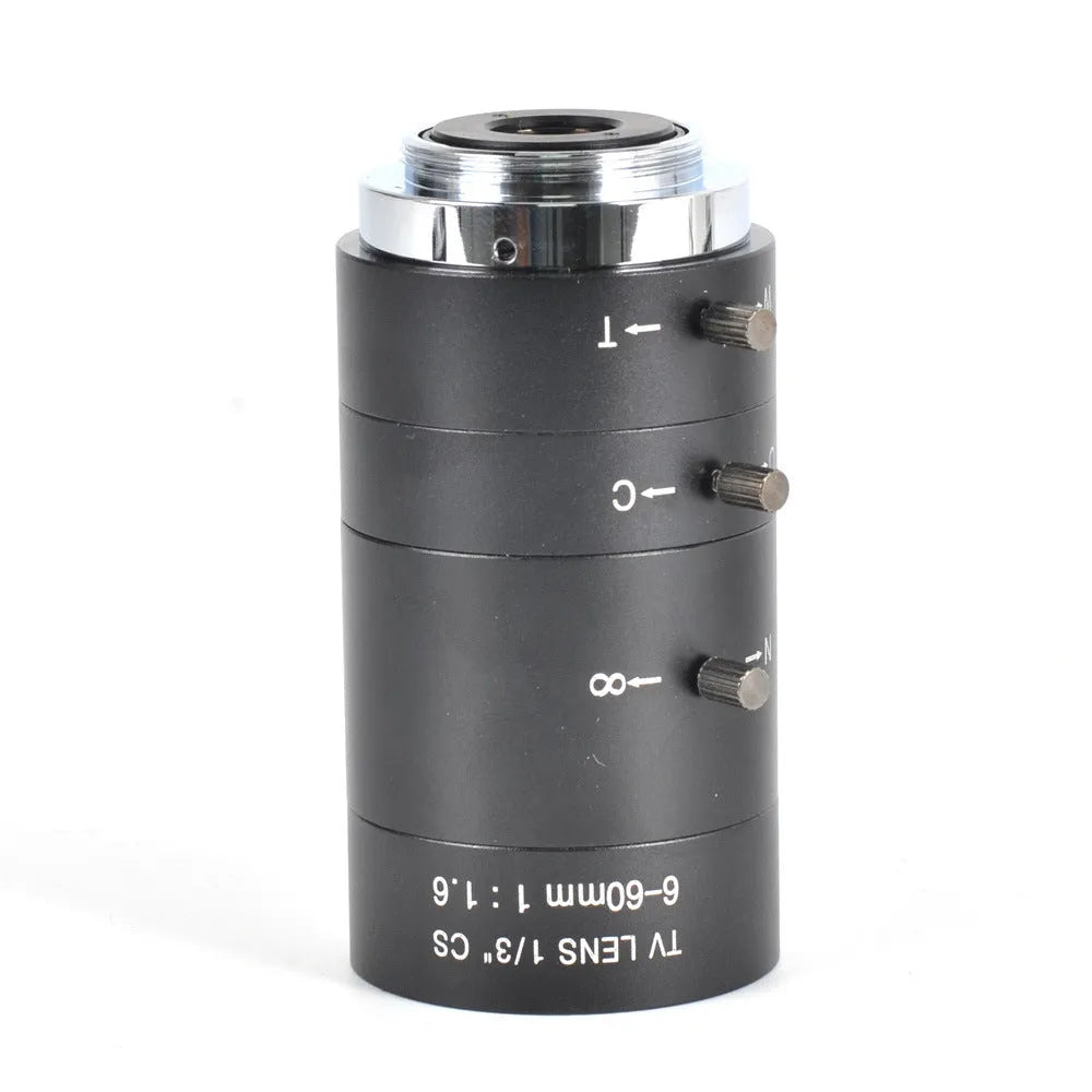Black manual aperture 6-60mm CCTV security camera lens with CS mount interface