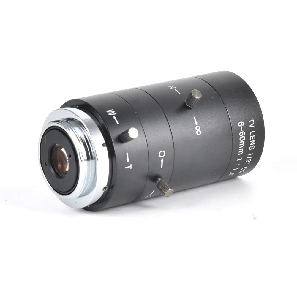 Black manual aperture 6-60mm CCTV security camera lens with CS mount interface