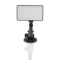 Black aluminium alloy LED conference light with 96 LEDs, OLED screen, and 1/4-inch mount.