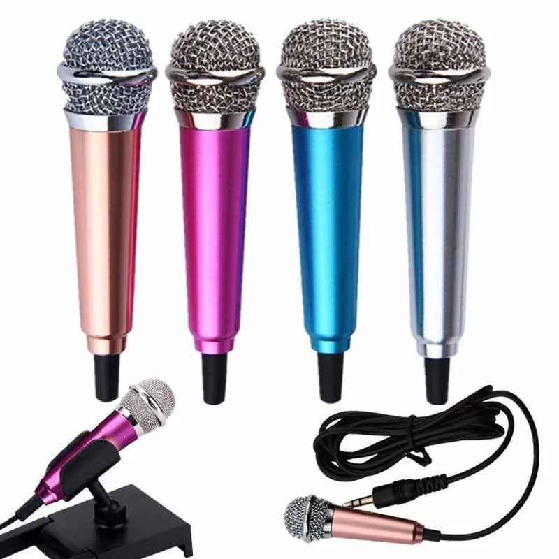 T3 mini condenser microphone with 3.5mm jack in blue, gold, red and silver colours for Android mobile phones