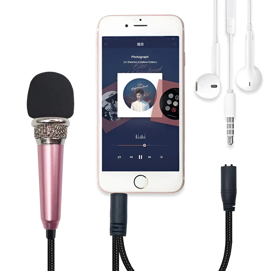 T3 mini condenser microphone with 3.5mm jack in blue, gold, red and silver colours for Android mobile phones