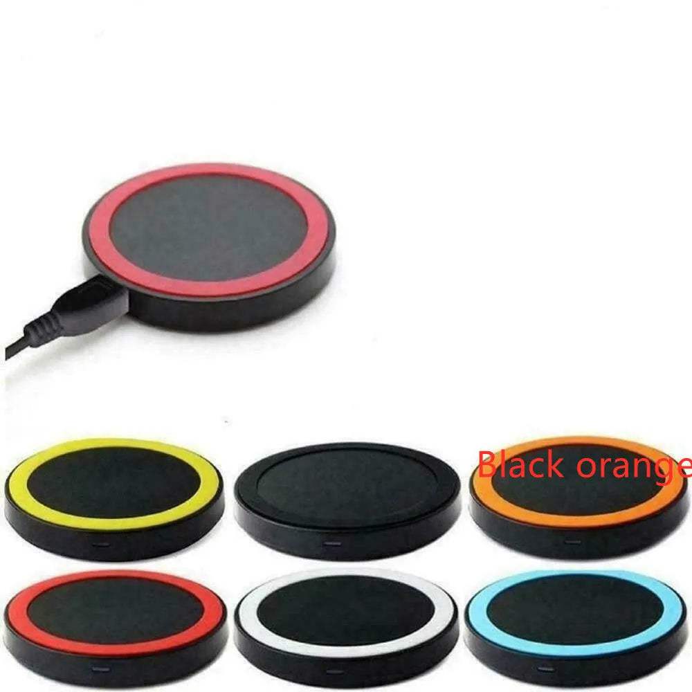 Qi wireless phone charger base in six colours with compact 69mm square design