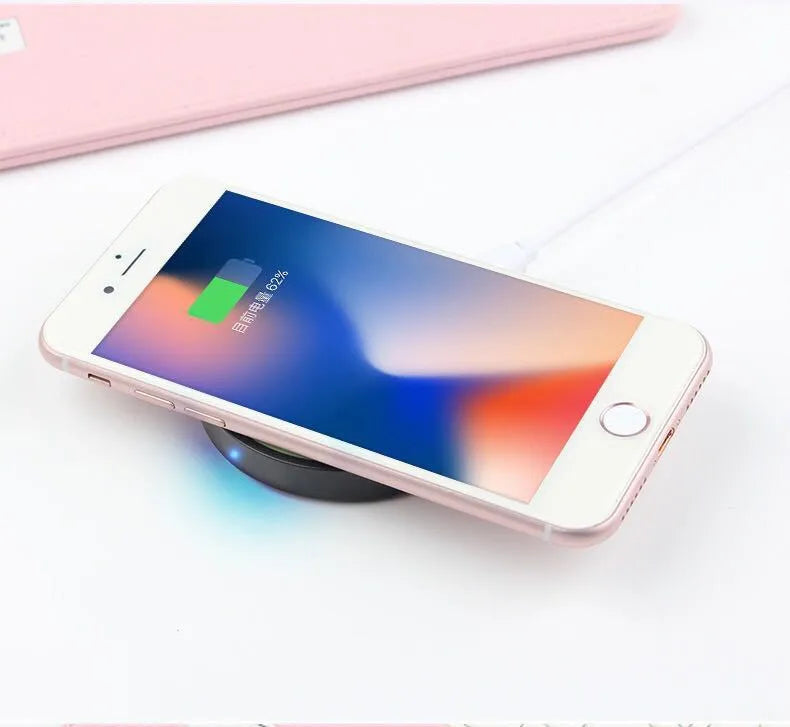 Qi wireless phone charger base in six colours with compact 69mm square design
