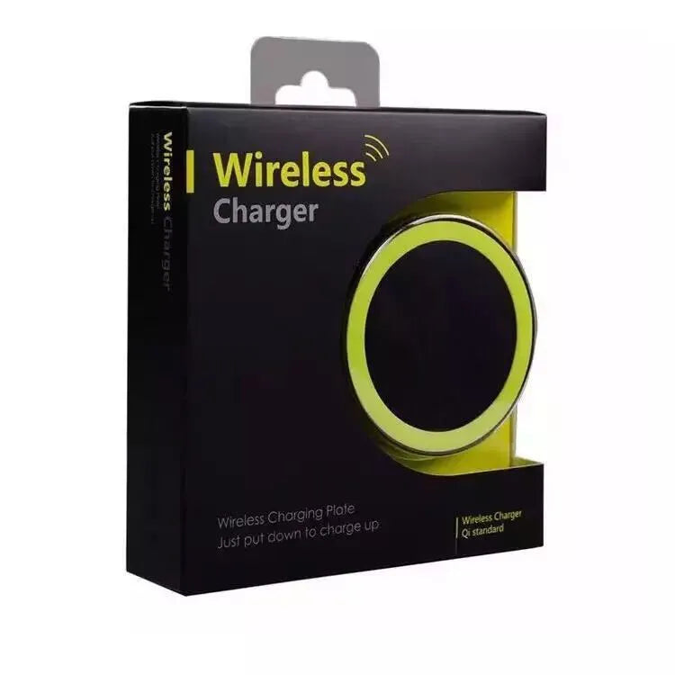 Qi wireless phone charger base in six colours with compact 69mm square design