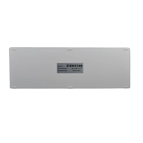 White and black ultra-thin Bluetooth keyboard for tablets and mobile phones showing 104-key layout.