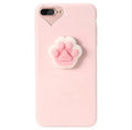 Soft silicone TPU iPhone case with a raised 3D cartoon cat design, shown in various colours.