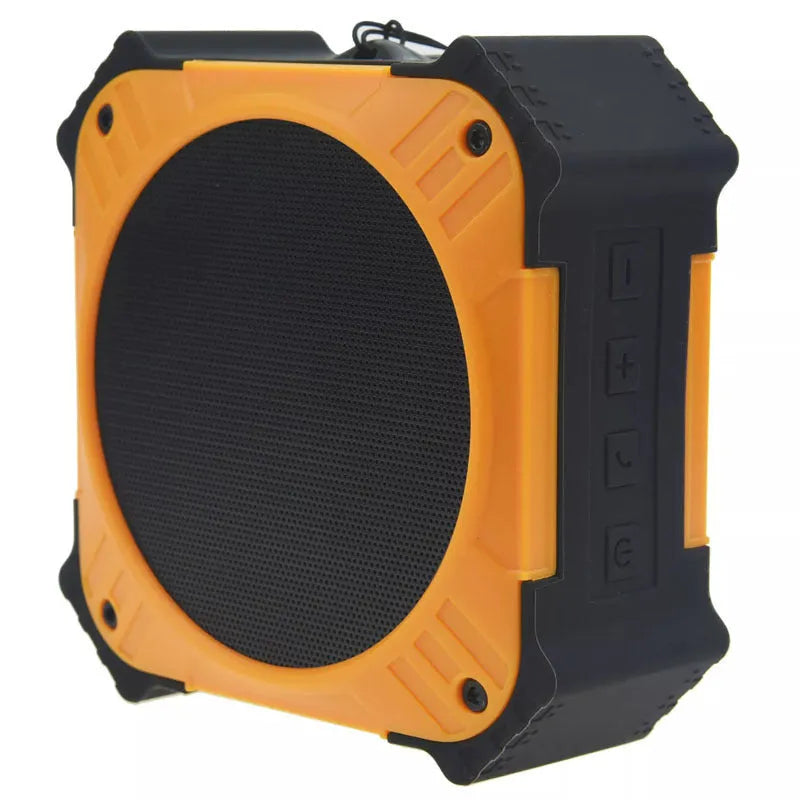 Blue waterproof portable Bluetooth speaker with wrist strap showing 101mm dimensions