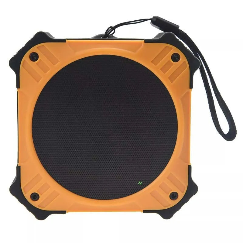 Blue waterproof portable Bluetooth speaker with wrist strap showing 101mm dimensions