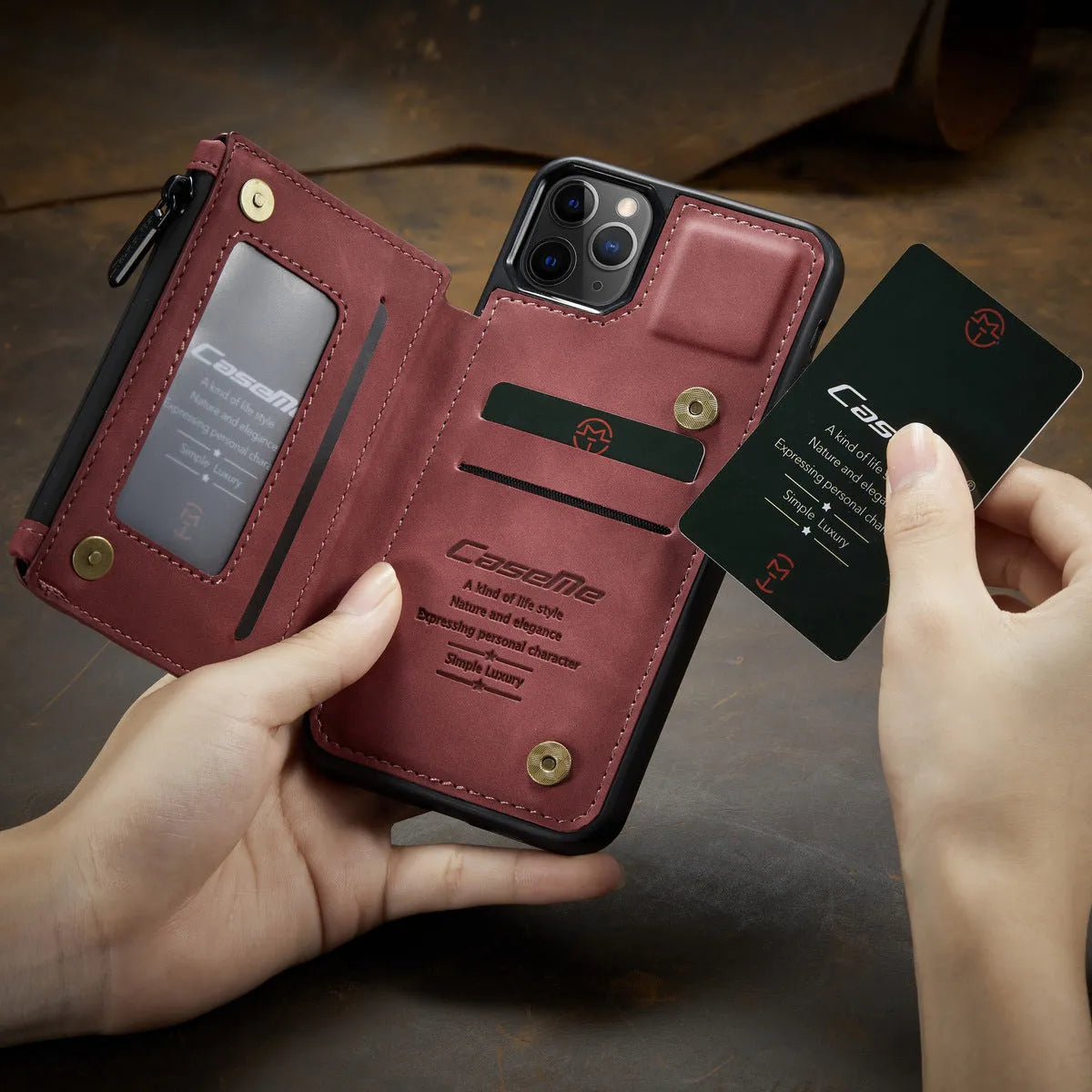 Frosted back cover phone holster case for iPhone in black, blue, brown, coffee or wine red.