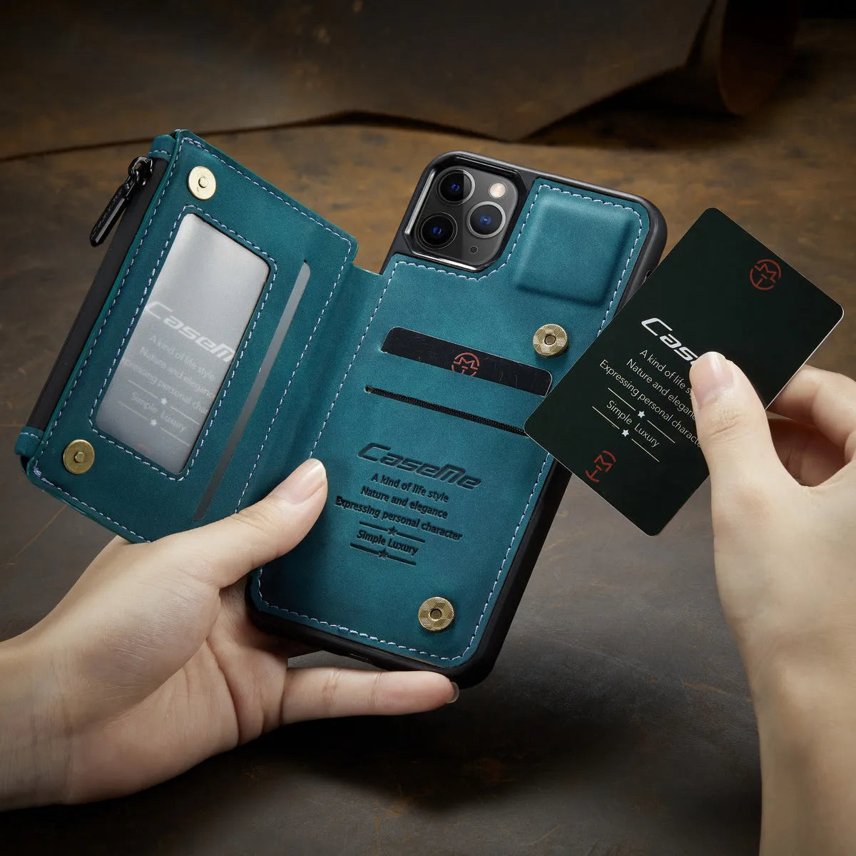 Frosted back cover phone holster case for iPhone in black, blue, brown, coffee or wine red.
