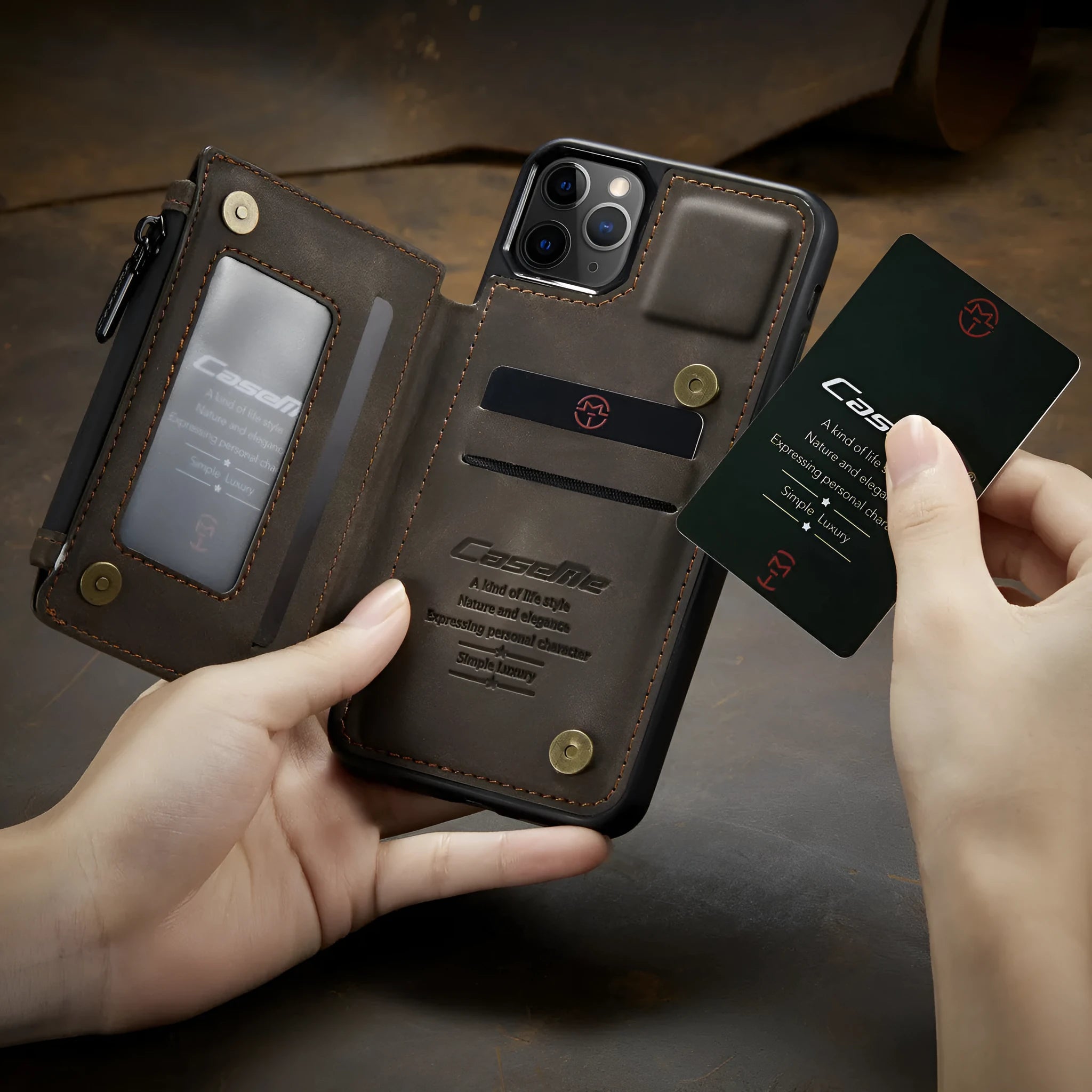 Frosted back cover phone holster case for iPhone in black, blue, brown, coffee or wine red.