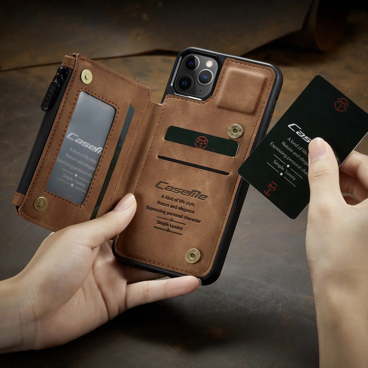 Frosted back cover phone holster case for iPhone in black, blue, brown, coffee or wine red.
