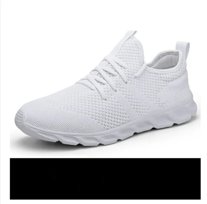 Men's black and white mesh sneaker with PVC sole and lace-up closure