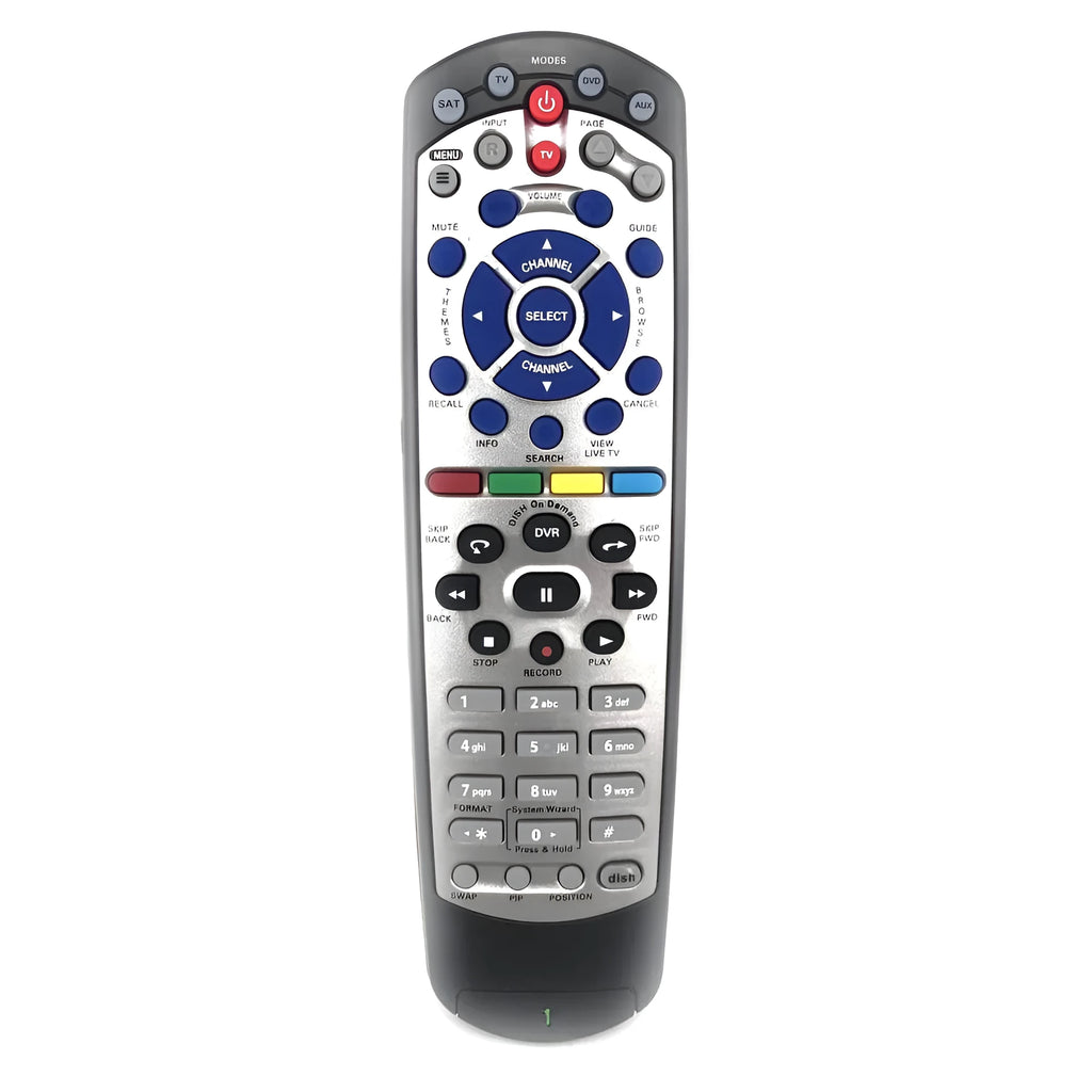 Black flat universal remote control for DISH Network satellite TV box code 20.1.