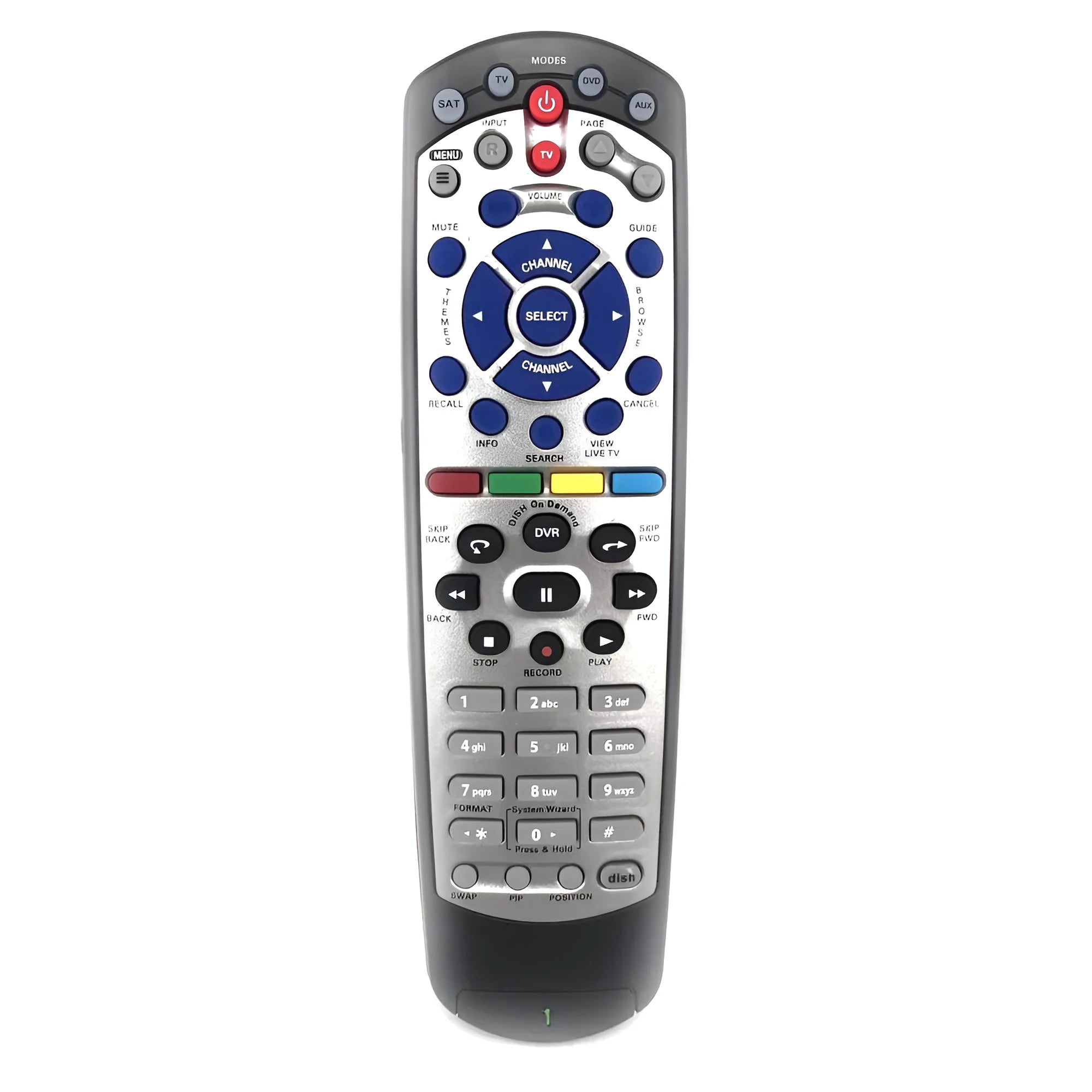 Black flat universal remote control for DISH Network satellite TV box code 20.1.