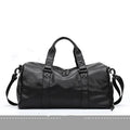 Large black waterproof PU leather sports bag with multiple zipper pockets and a single shoulder strap.