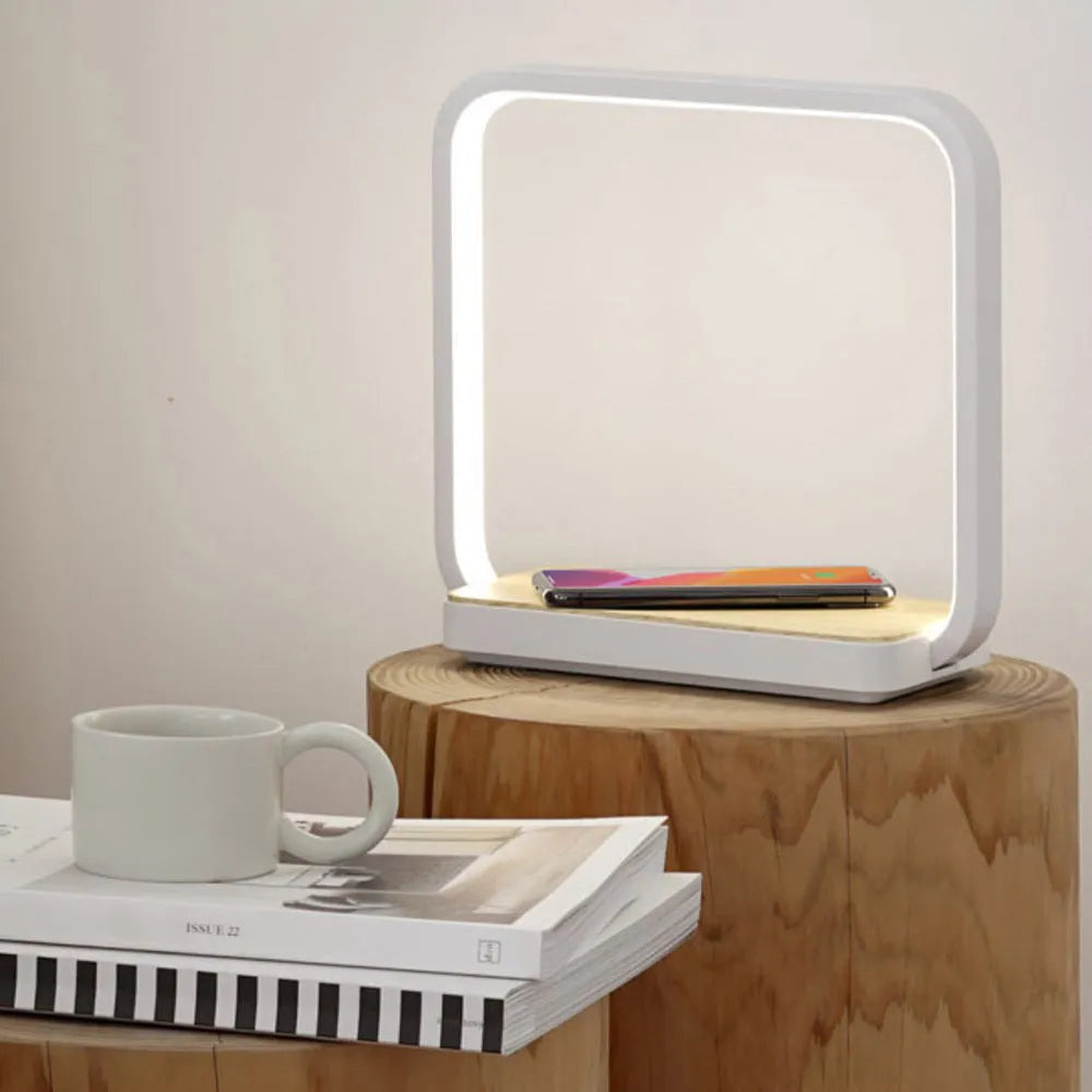 Smart bedside lamp with aluminium shade and touch sensor voice control in white or gold colour