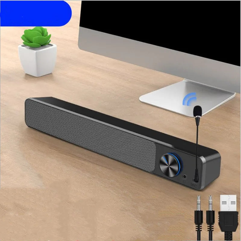 Black and white desktop computer speakers with Bluetooth USB connectivity options