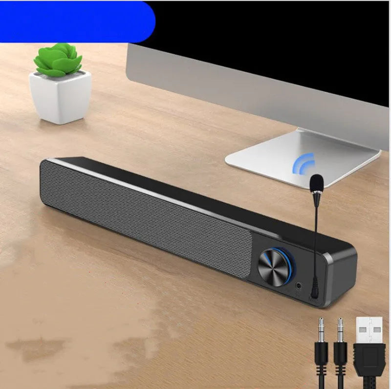 Black and white desktop computer speakers with Bluetooth USB connectivity options