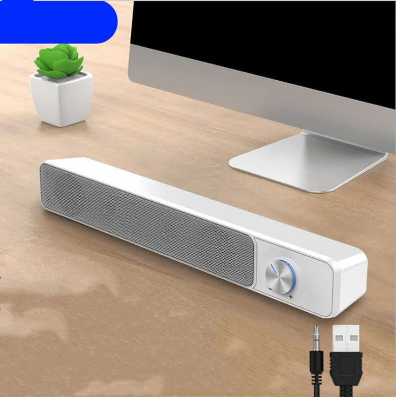 Black and white desktop computer speakers with Bluetooth USB connectivity options