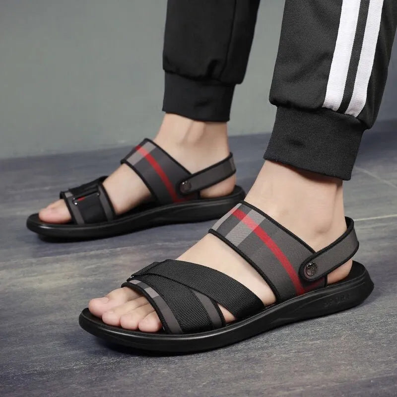 Youth leisure sandals with Lycra upper and polyurethane sole showing size range 38-44
