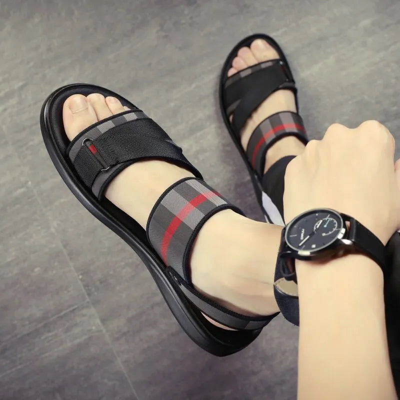 Youth leisure sandals with Lycra upper and polyurethane sole showing size range 38-44