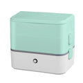 Double-layer portable heated lunch box with stainless steel liner in pink white colour option