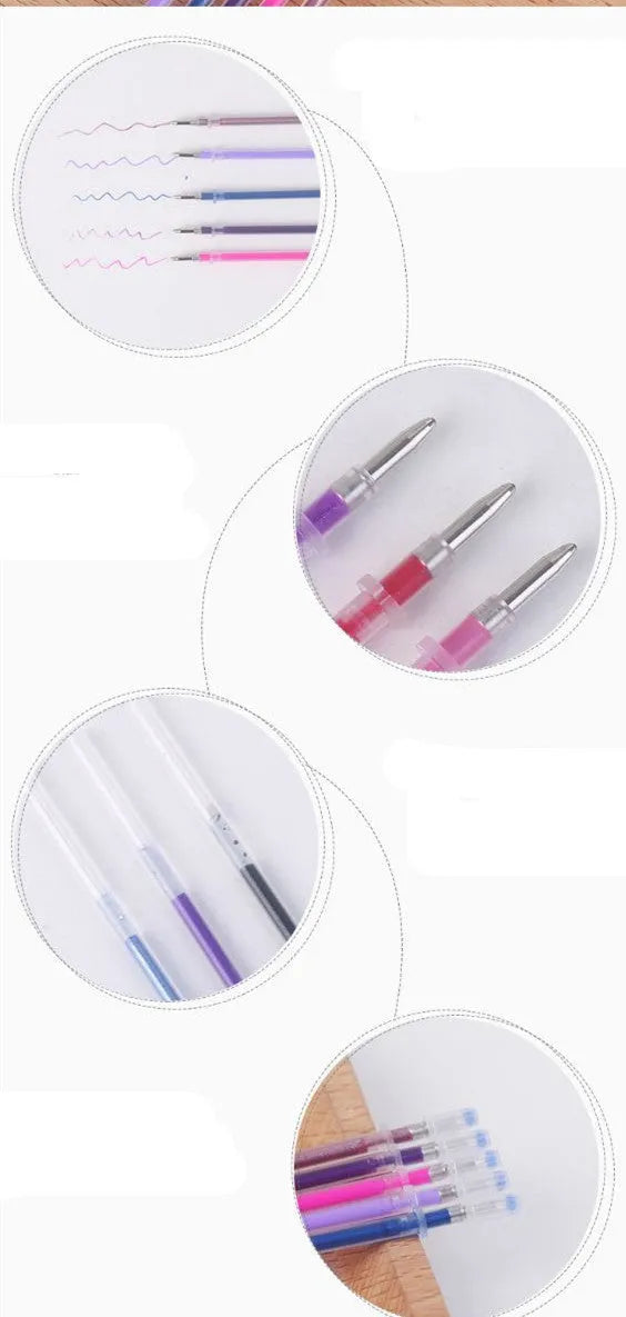 Glittering Gel 48-colour fluorescent high-gloss pen refills in plastic casing with 1.0mm tip