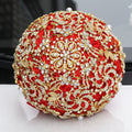 Gold diamond rhinestone bridal bouquet burgundy handmade foam ball ribbon pearl 18cm