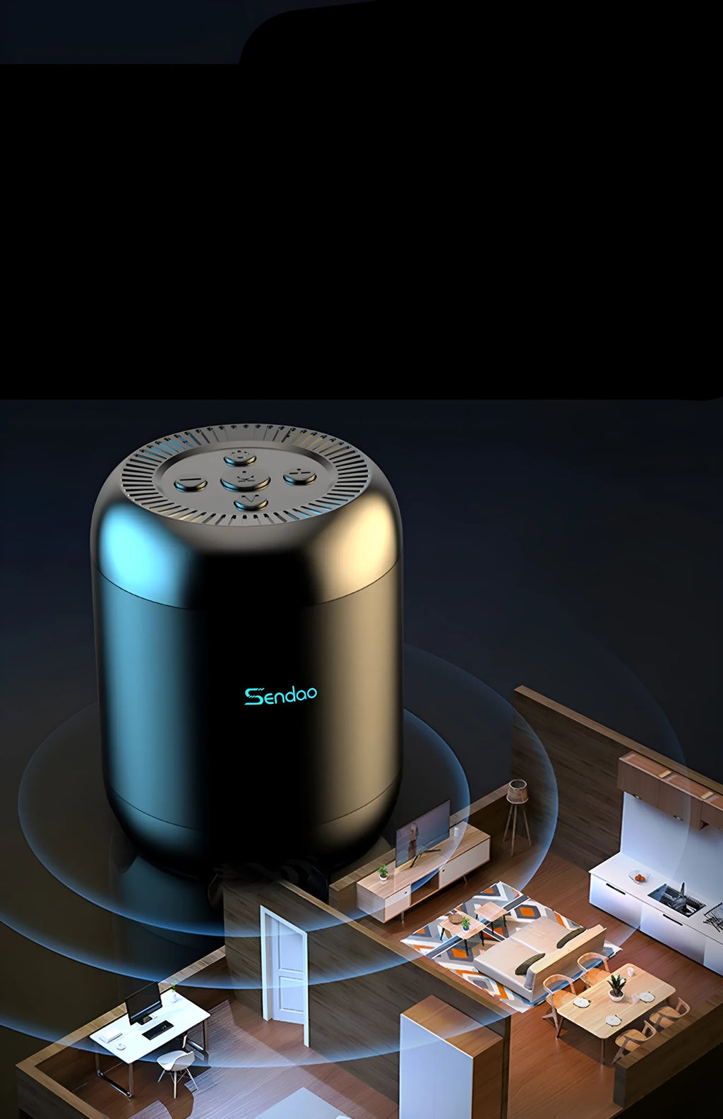 Wireless Bluetooth speaker with compact 90x73x73mm dimensions showing USB port and card slot