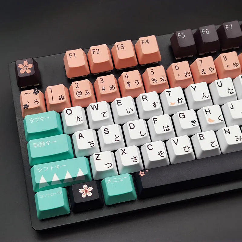 Green mechanical keyboard keycap replacement set for Cherry MX-style switches with wireless USB connection